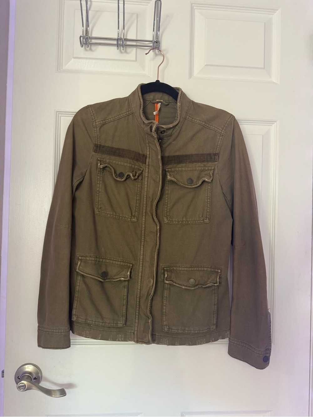 Free People Olive Military Field Jacket with Flap Pockets - Picture 1 of 5